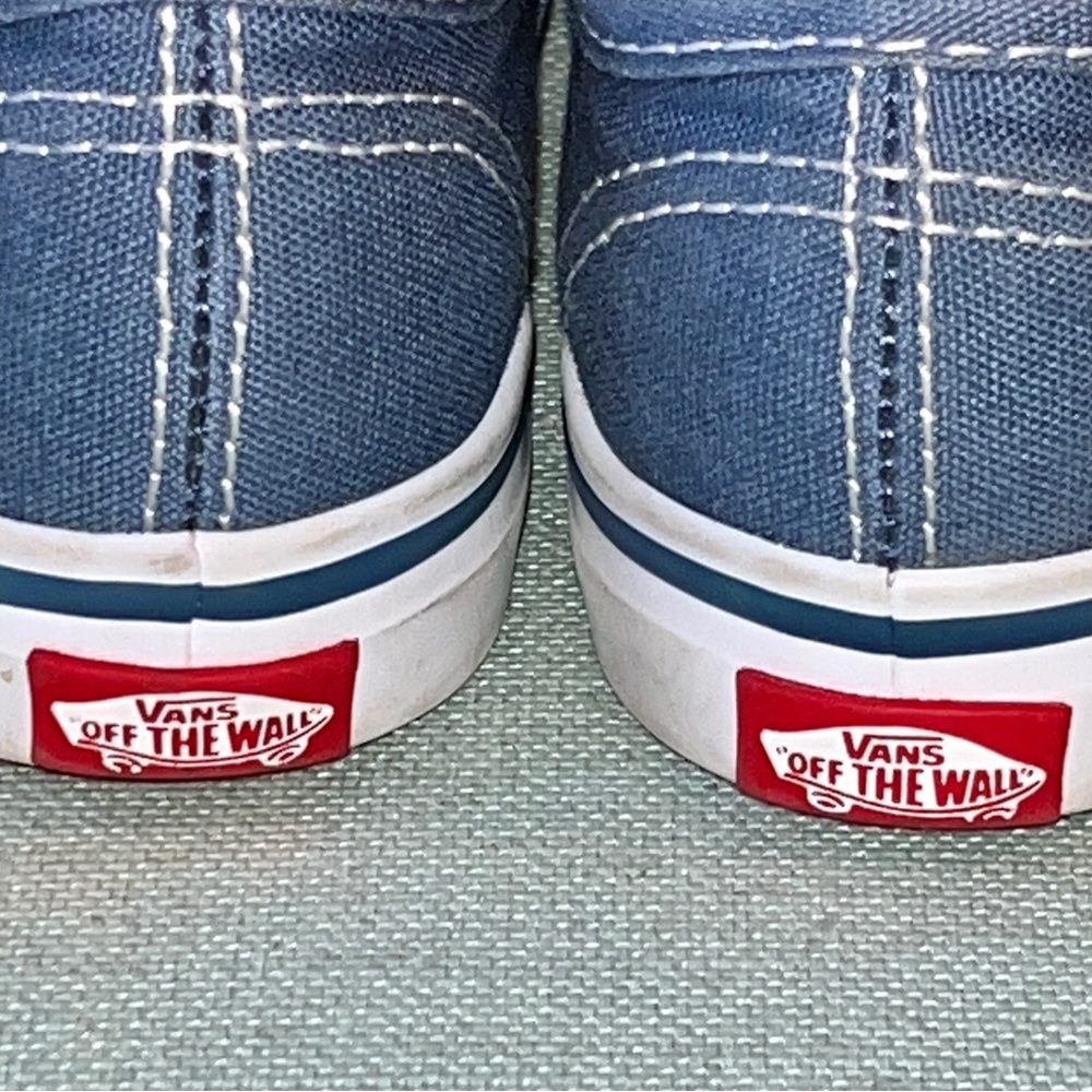 VANS Off the Wall Toddler Shoes Size 7.5 Blue Canvas Lace Up EUC